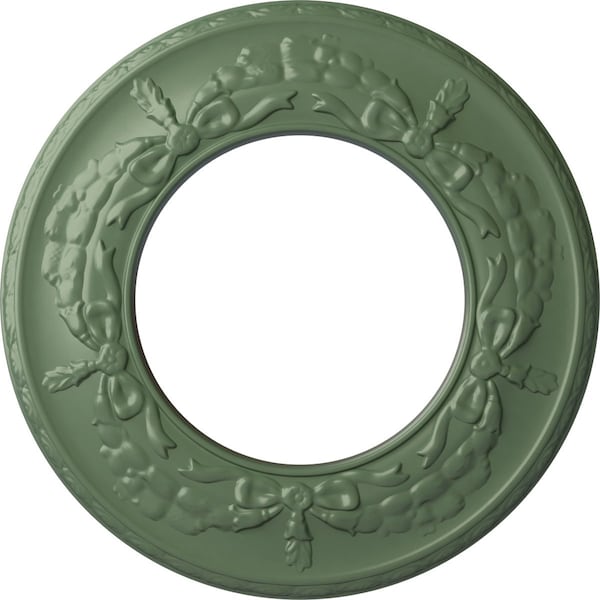 Ekena Millwork Salem Ceiling Medallion (Fits Canopies up to 7 1/8"), 13 1/4"OD x 7 1/8"ID x 7/8"P, Athenian Green CM13SAAGF - main
